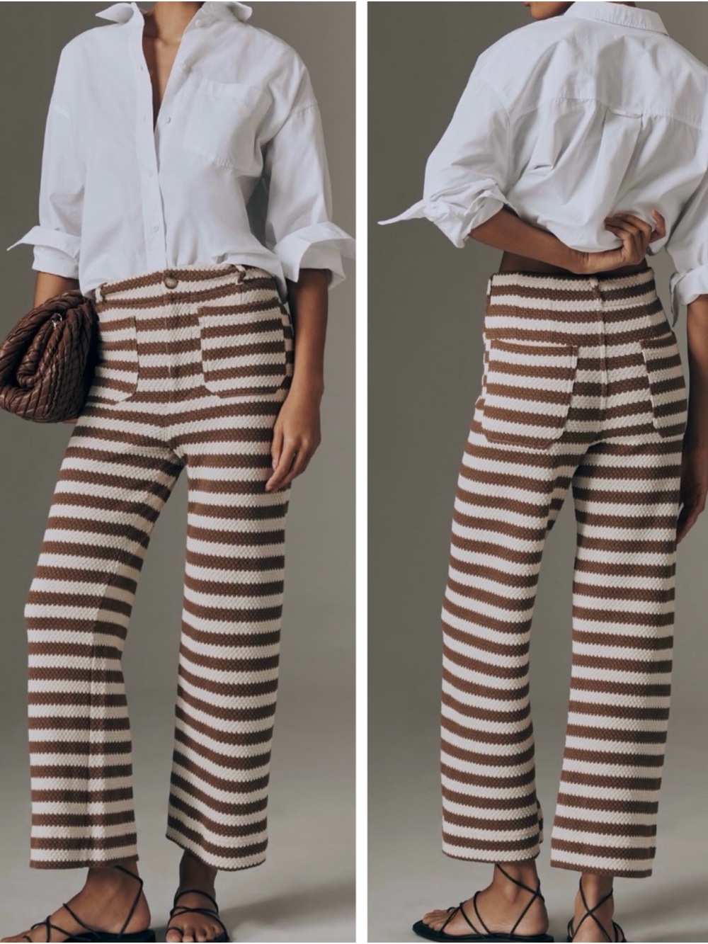 Maeve Colette Stripes Knit High-Rise Wide-Leg Cropped Pants